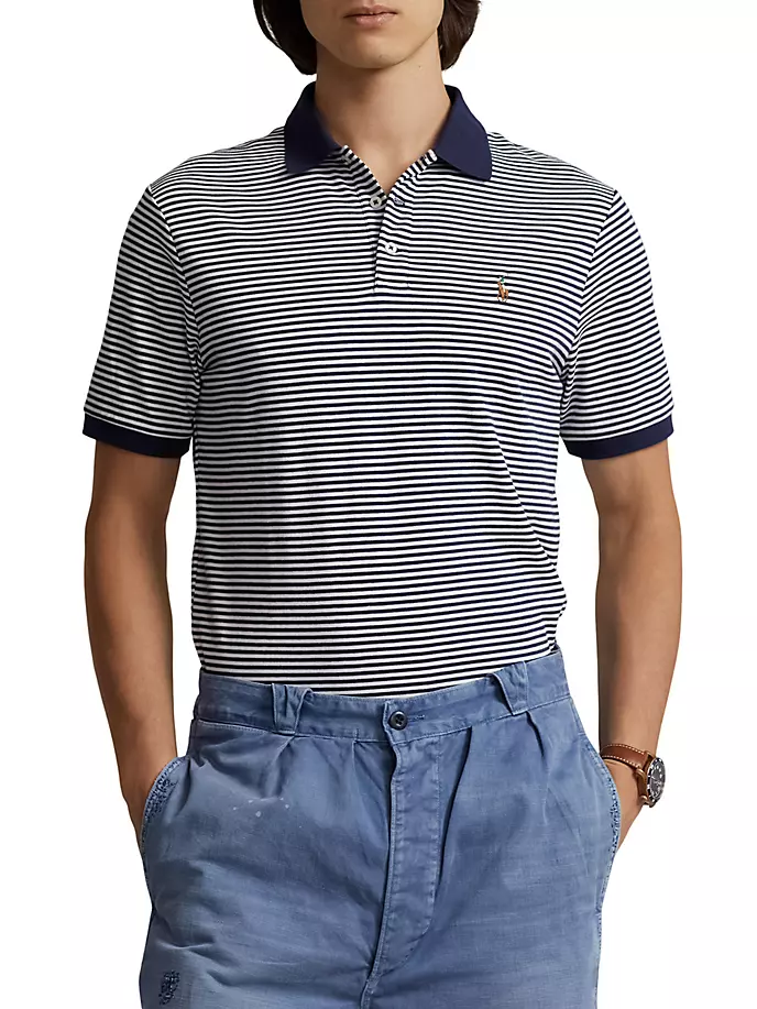 

Полосатая рубашка-поло Polo Ralph Lauren, белый