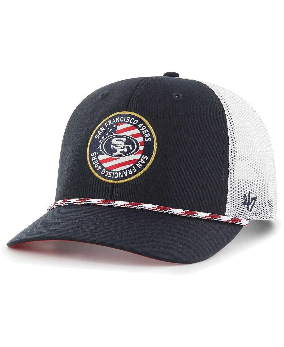 

Мужская темно-синяя, белая регулируемая шляпа San Francisco 49ers Union Patch Trucker '47 Brand