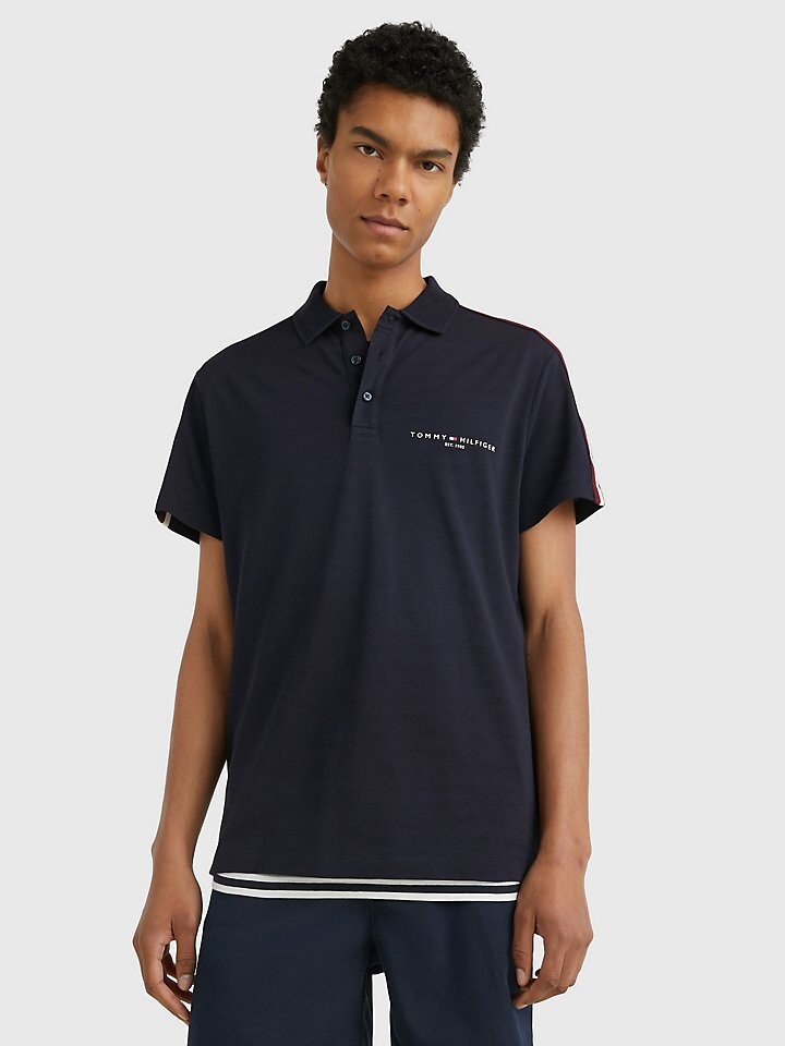 

Поло классической посадки с полосками на плечах Tommy Hilfiger
