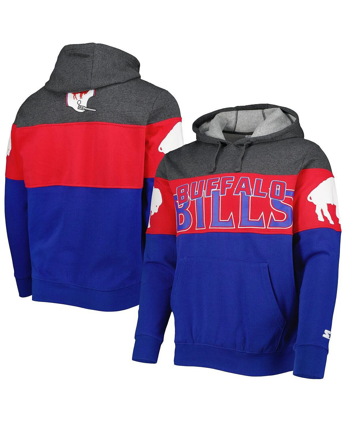 

Мужской пуловер с капюшоном Royal, Heather Charcoal Buffalo Bills Extreme в винтажном стиле с логотипами Starter