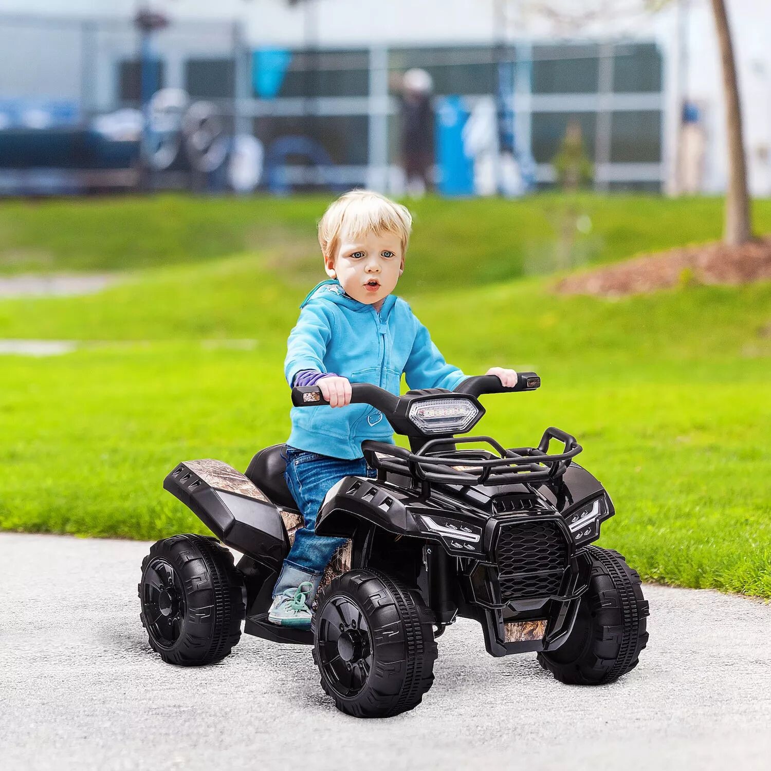 

Aosom Kids Ride на квадроцикле, четырехколесный автомобиль с настоящими рабочими фарами, мотоцикл с батарейным питанием 6 В для 18 36 месяцев, черный Aosom, красный