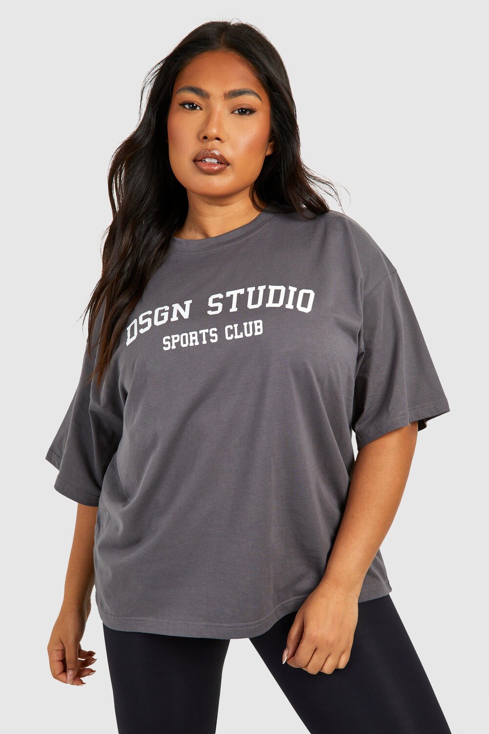 

Футболка оверсайз Plus Dsgn Studio Sports Club boohoo, серый