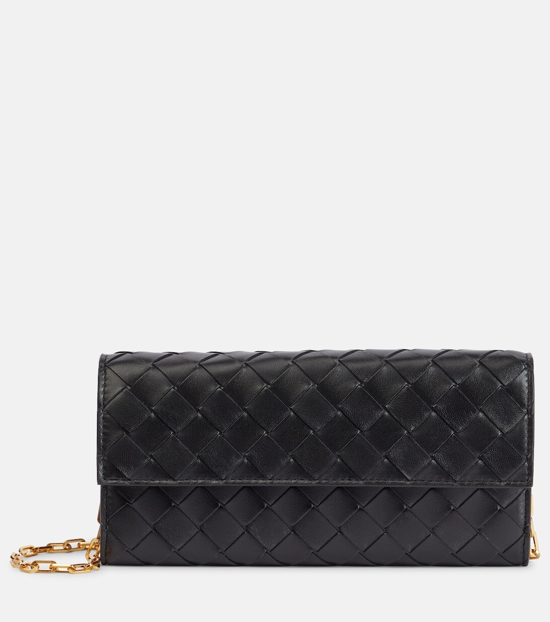 

Кожаный кошелек Intreciatto на цепочке Bottega Veneta, черный