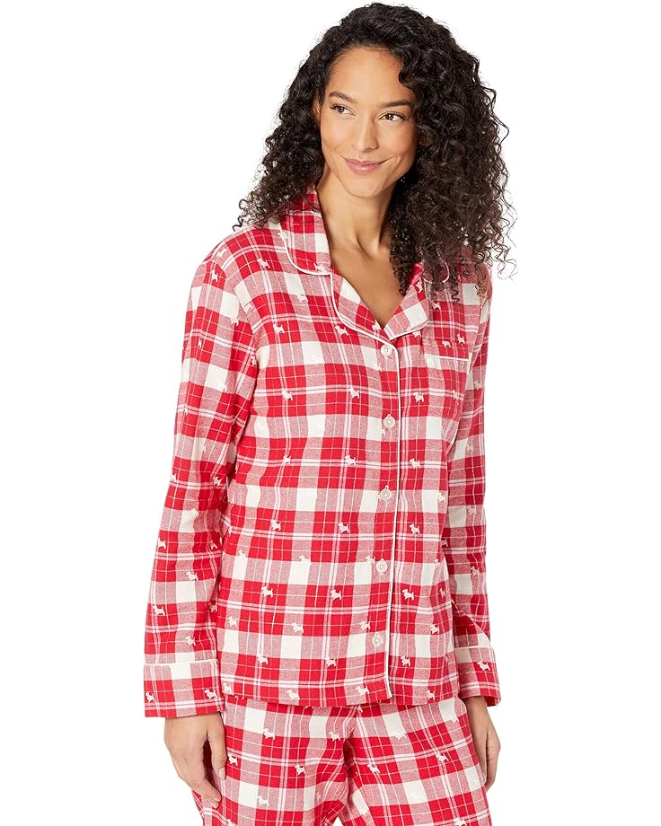 цена Пижамный комплект Little Blue House by Hatley Woofing Plaid Flannel Pajama Set, красный
