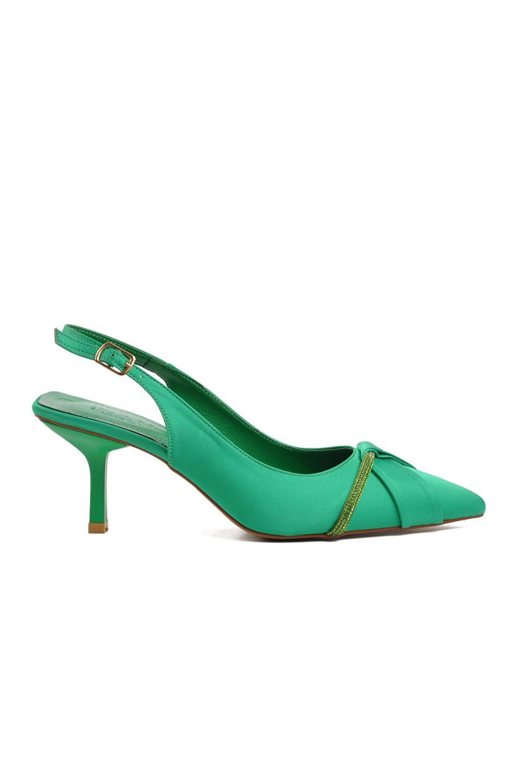K629 Зеленые атласные женские вечерние туфли Ayakmod