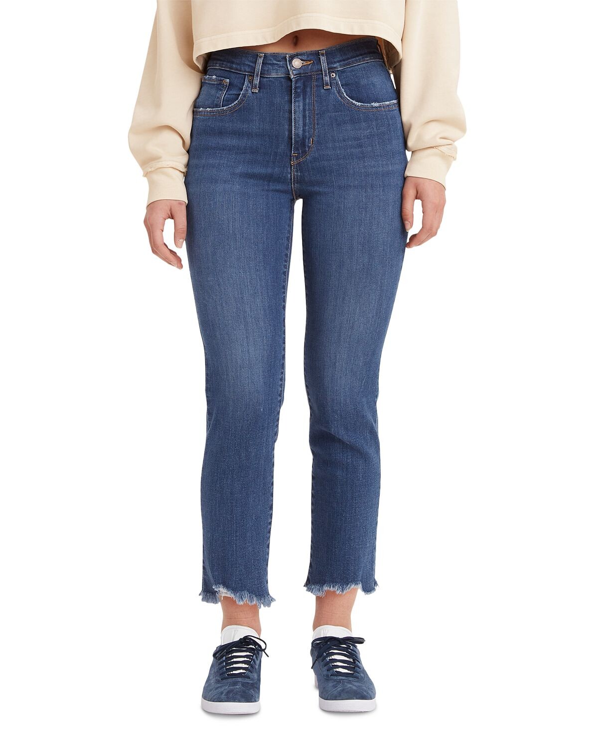 

Женские укороченные джинсы прямого кроя 724 с потертостями Levi's