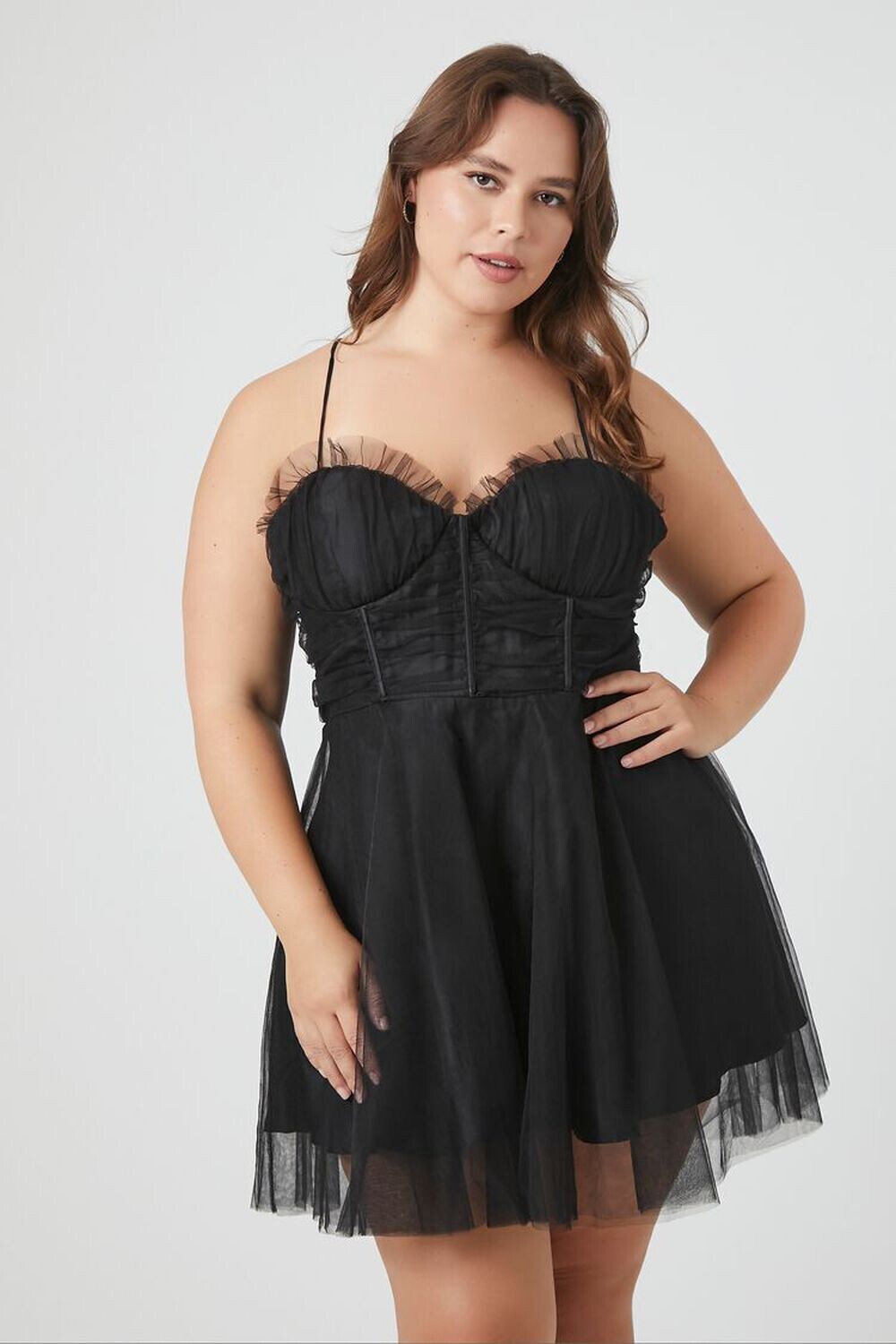 

Мини-платье-бюстье из сетки больших размеров Forever 21, черный
