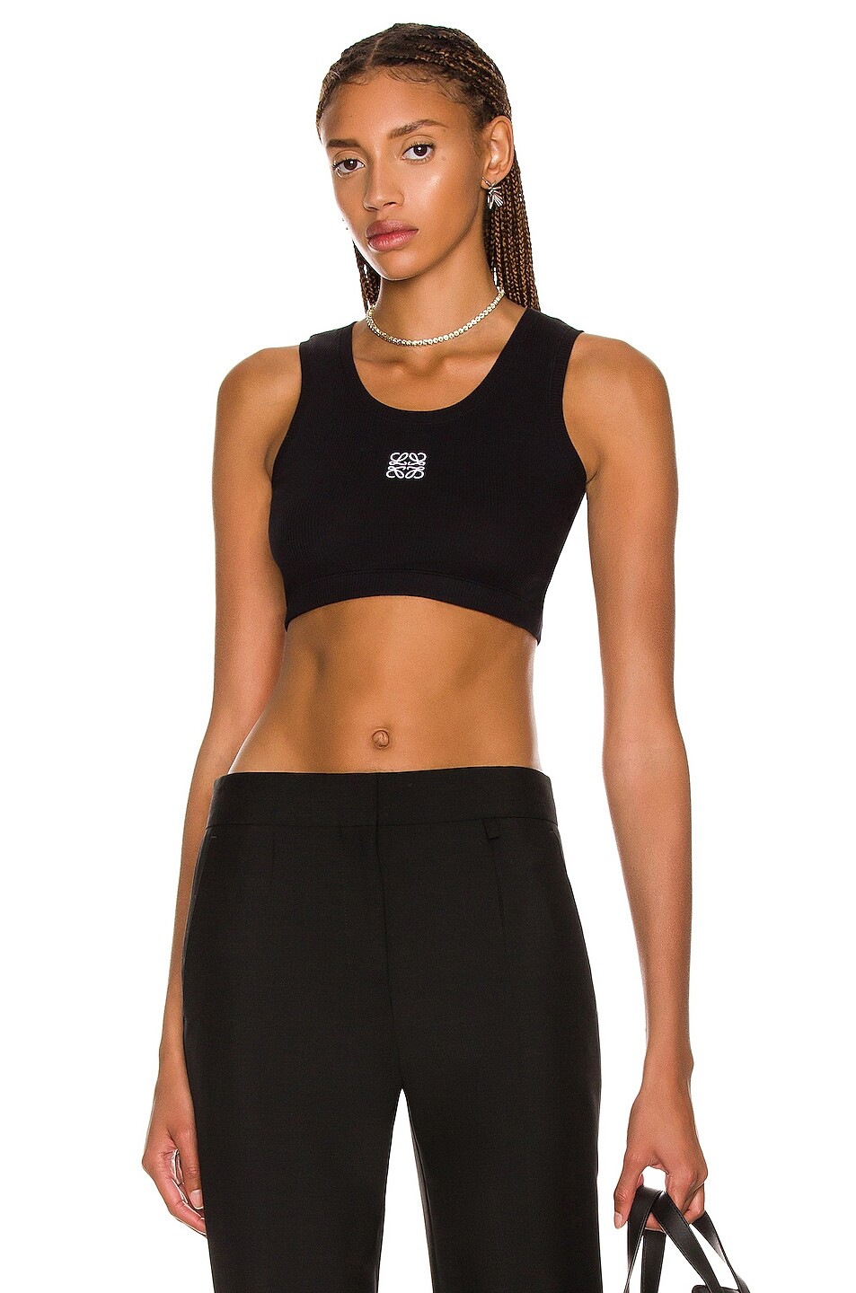 

Топ Loewe Cropped Anagram Tank, цвет Black & White