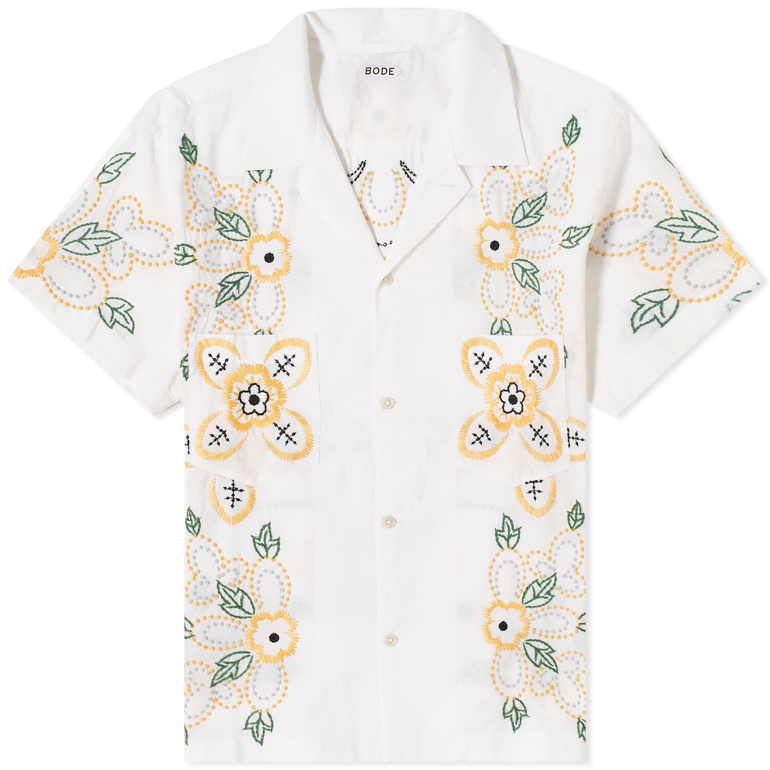 Рубашка Bode Embroidered Buttercup Vacation, белый рубашка ami heart print vacation shirt