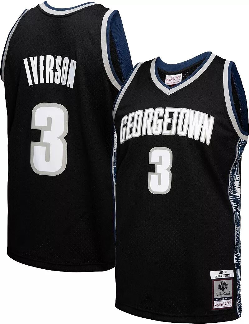 

Мужская футболка Mitchell & Ness Georgetown Hoyas Allen Iverson #3, черная 1995-96 Swingman Replica Throwback Джерси