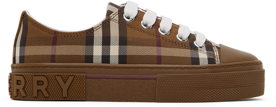 

Детские коричневые кроссовки в клетку Burberry