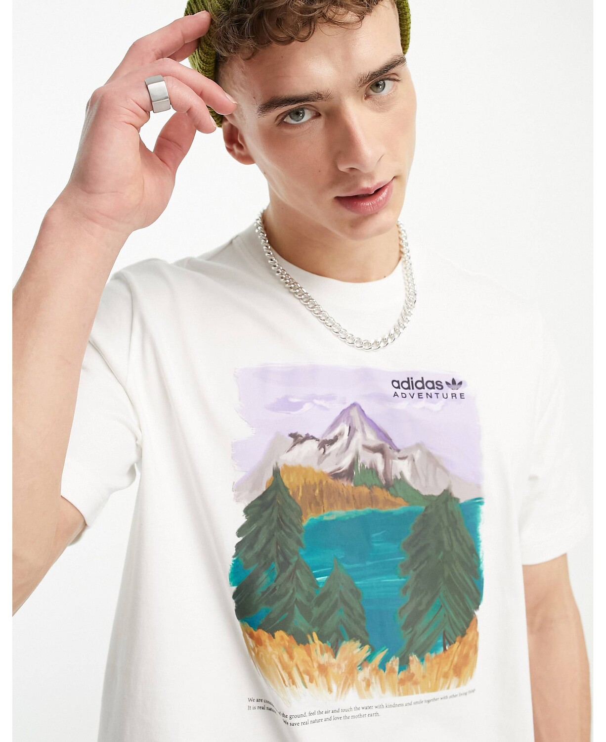 

Белая футболка с пейзажным рисунком adidas Originals Adventure, Белый
