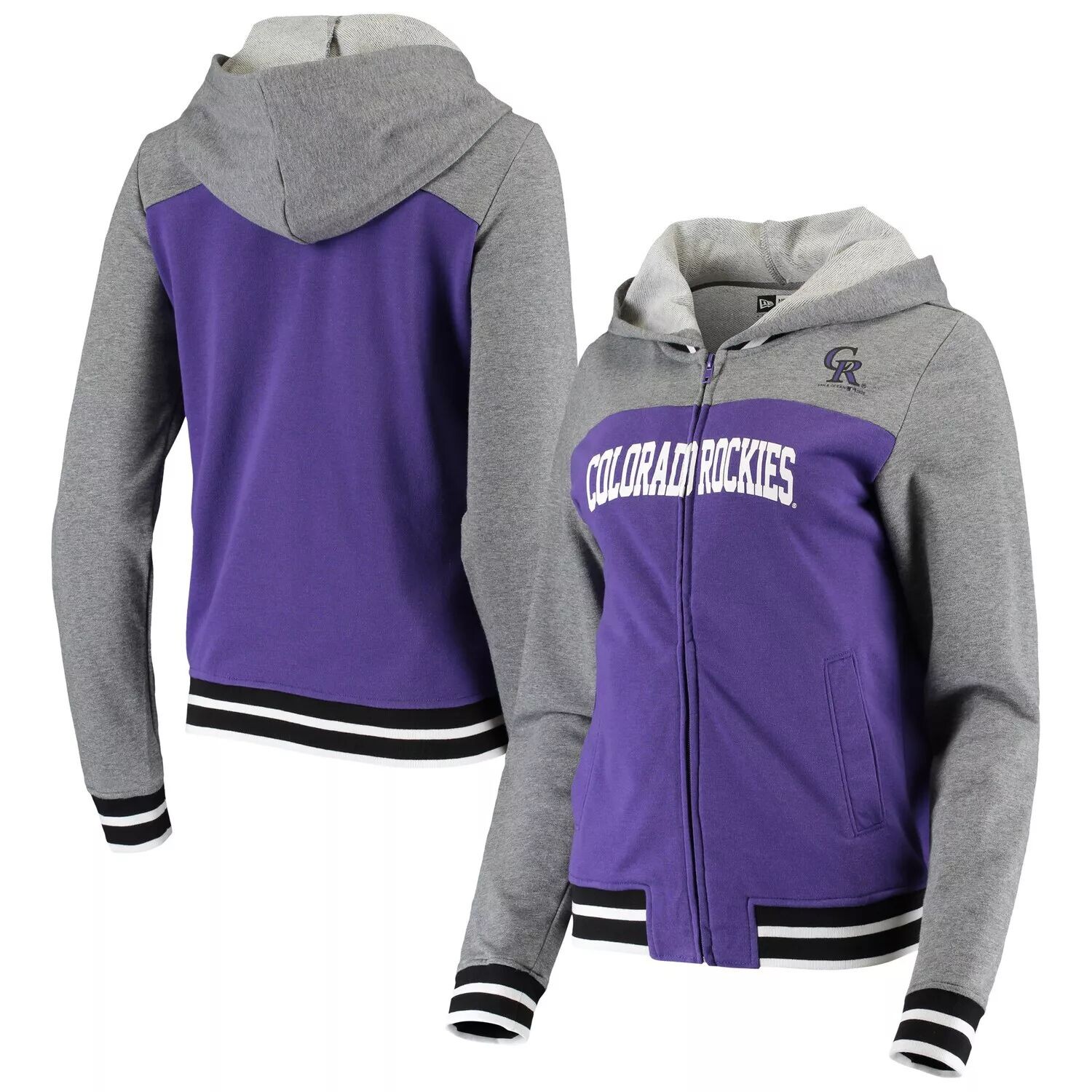 

Женская толстовка с молнией во всю длину New Era Purple Colorado Rockies French Terry Varsity New Era