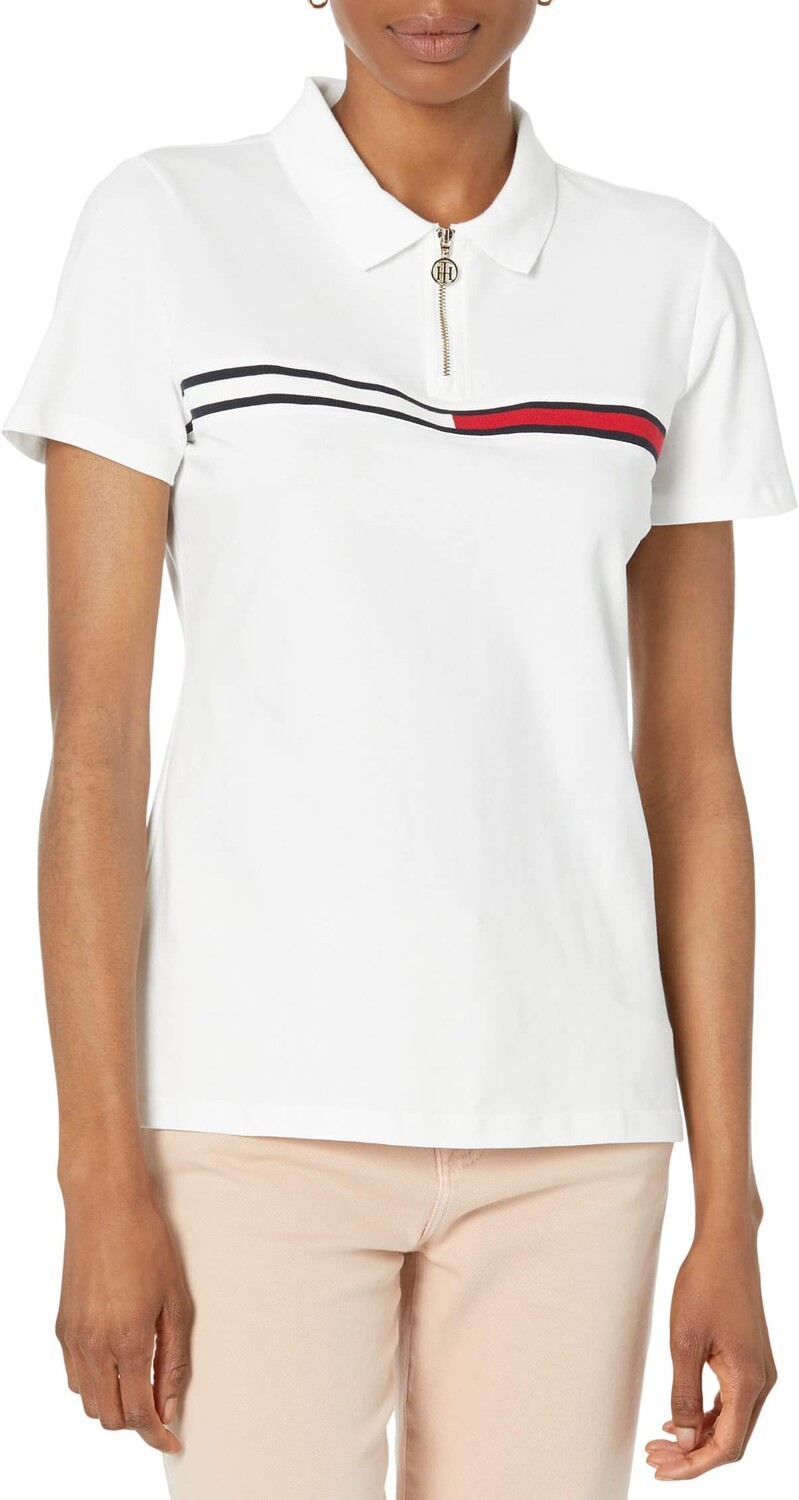 

Рубашка-поло 1/4 Zip Global Polo Tommy Hilfiger, ярко-белый