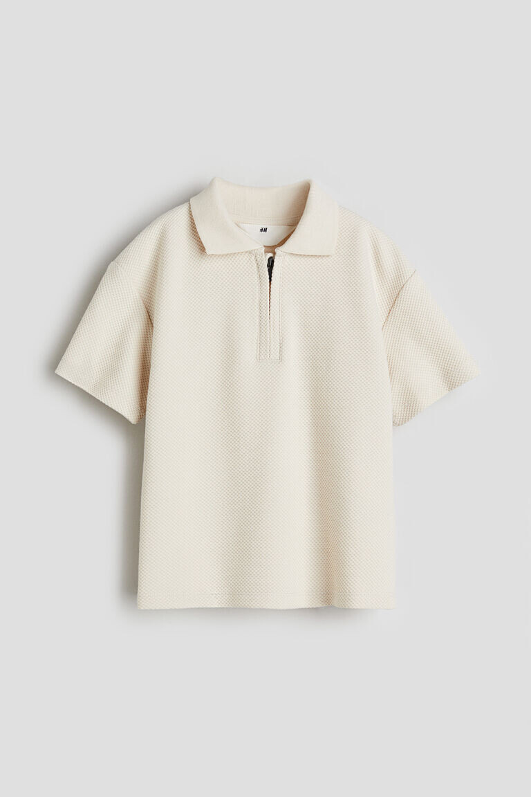 

Рубашка-поло на молнии H&M, бежевый