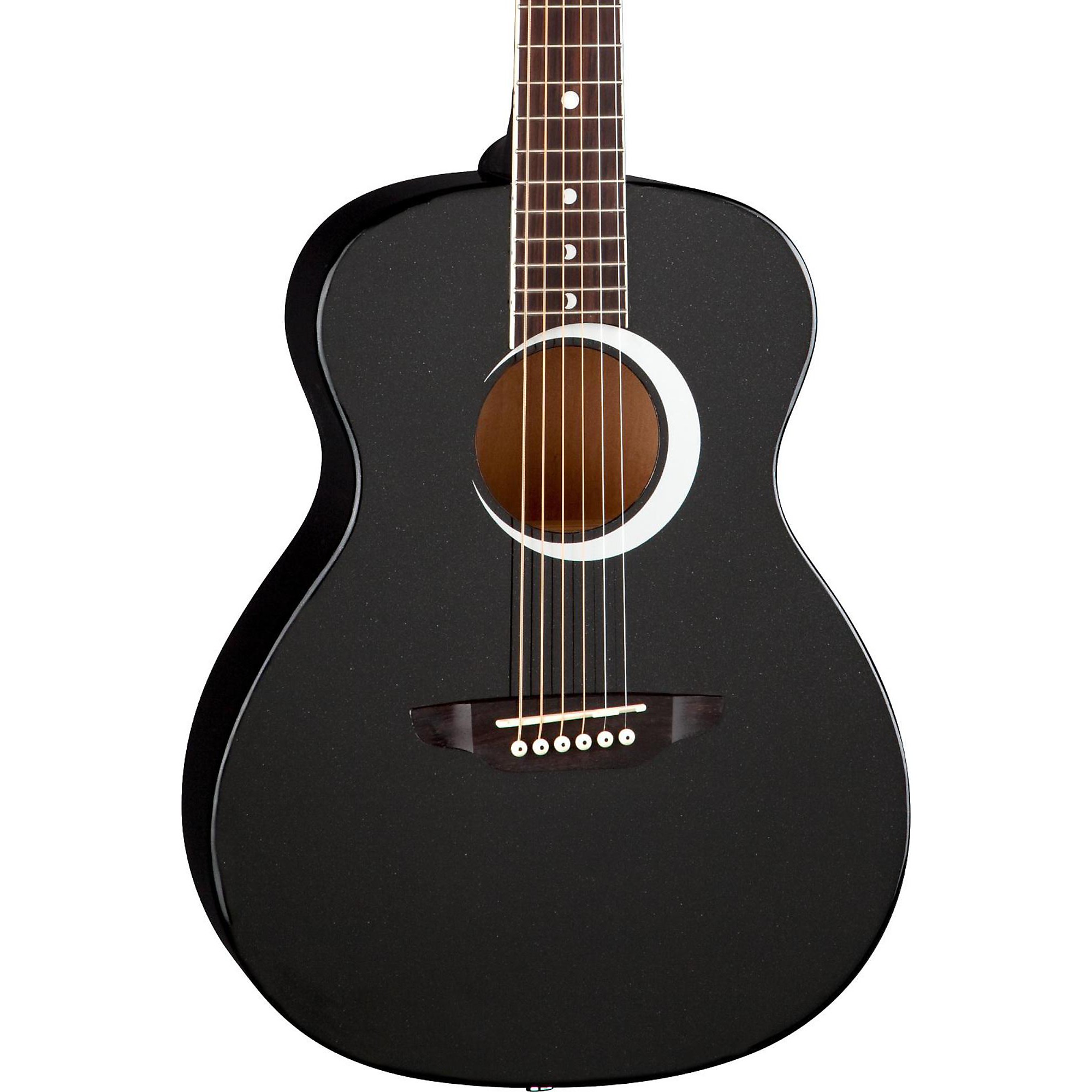 Акустическая гитара Luna Aurora Borealis, размер 3/4, черная блестка