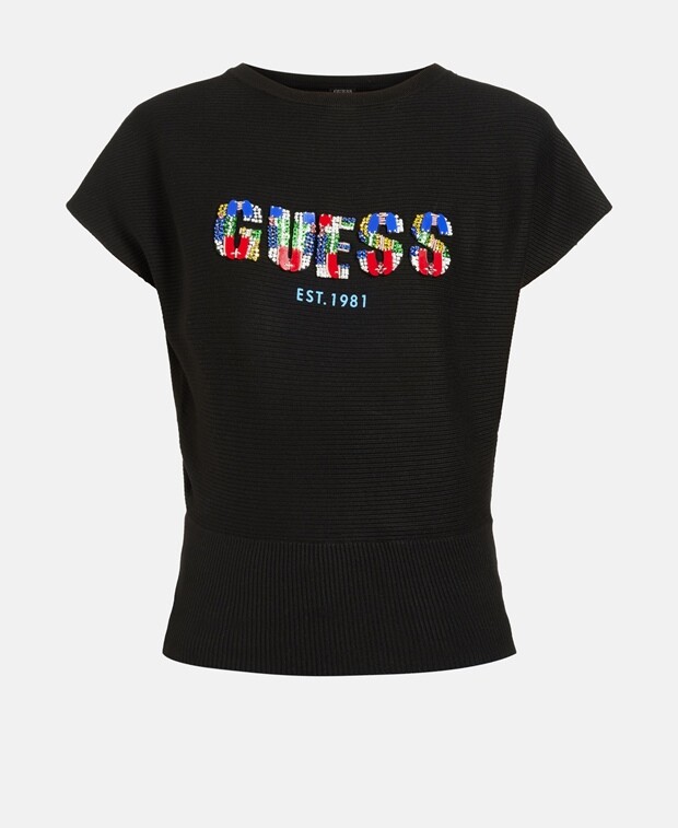 

Пуловер с короткими рукавами Guess, черный