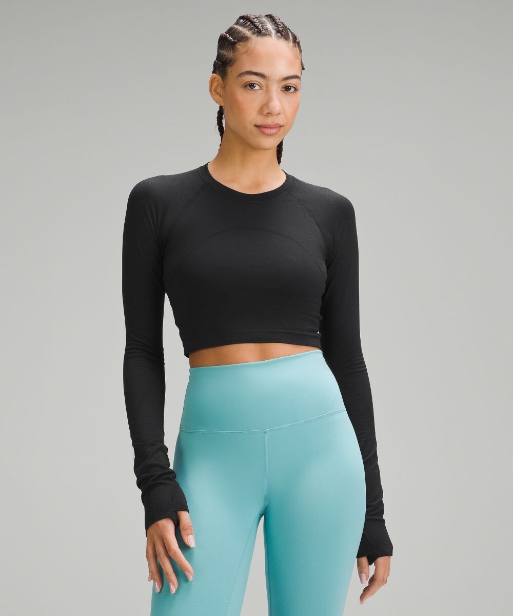 

Укороченная рубашка с длинными рукавами Swiftly Tech 2.0 Lululemon, черный