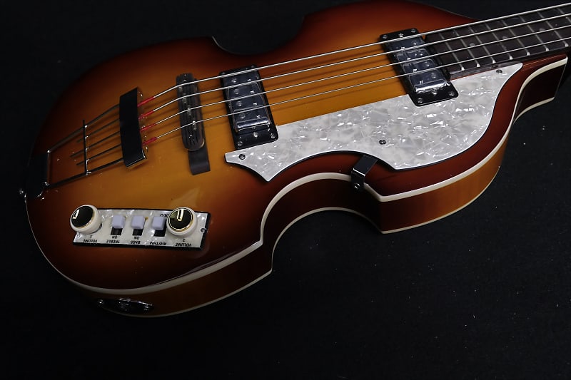 Басс гитара CUSTOM Hofner Ignition PRO Beatle Bass HI-BB-PE-SB has White Switches, HCT-500/1 Pickguard & Control Plate, TeaCups