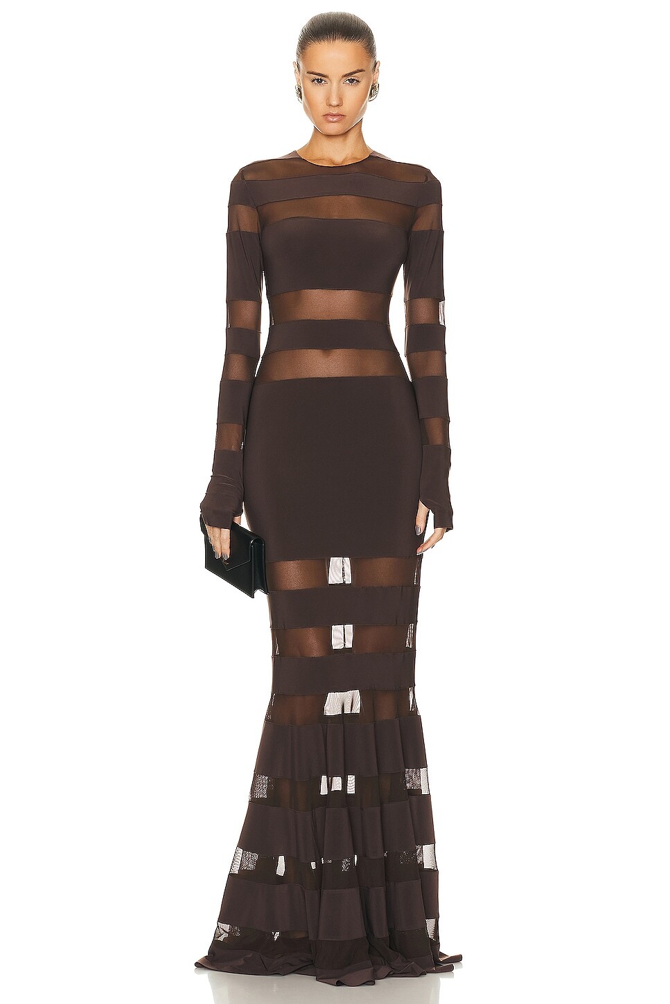 

Платье Norma Kamali Spliced Fishtail Gown, цвет Chocolate Mesh