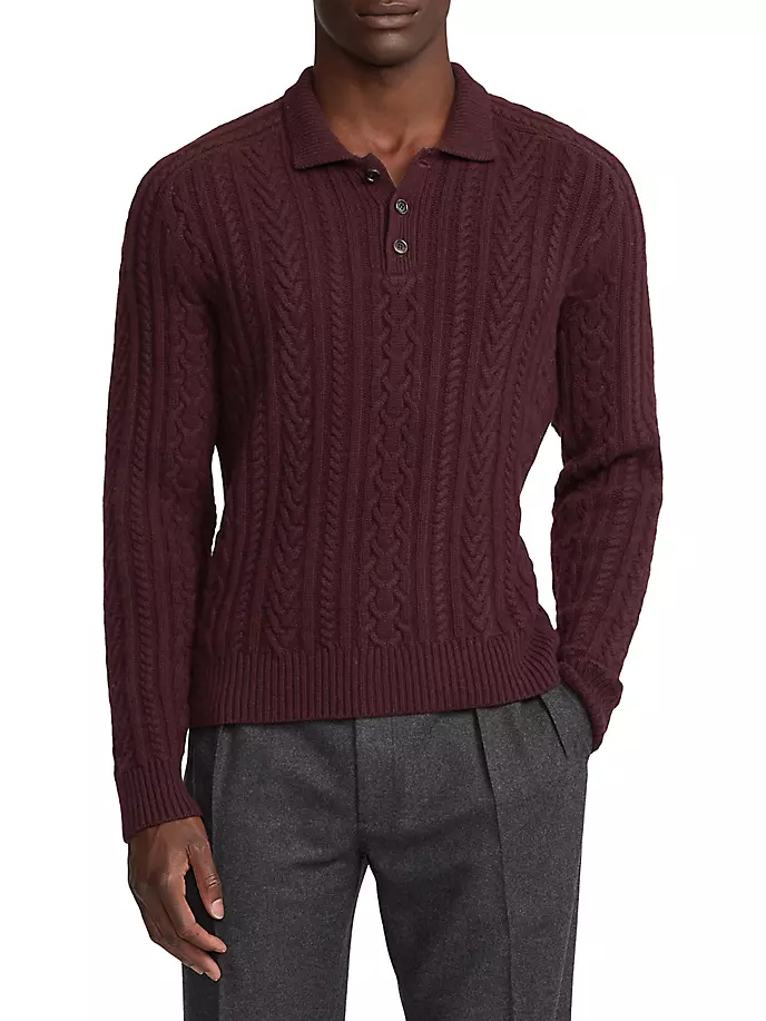 

Кашемировый свитер-поло Ralph Lauren Purple Label, цвет burgundy