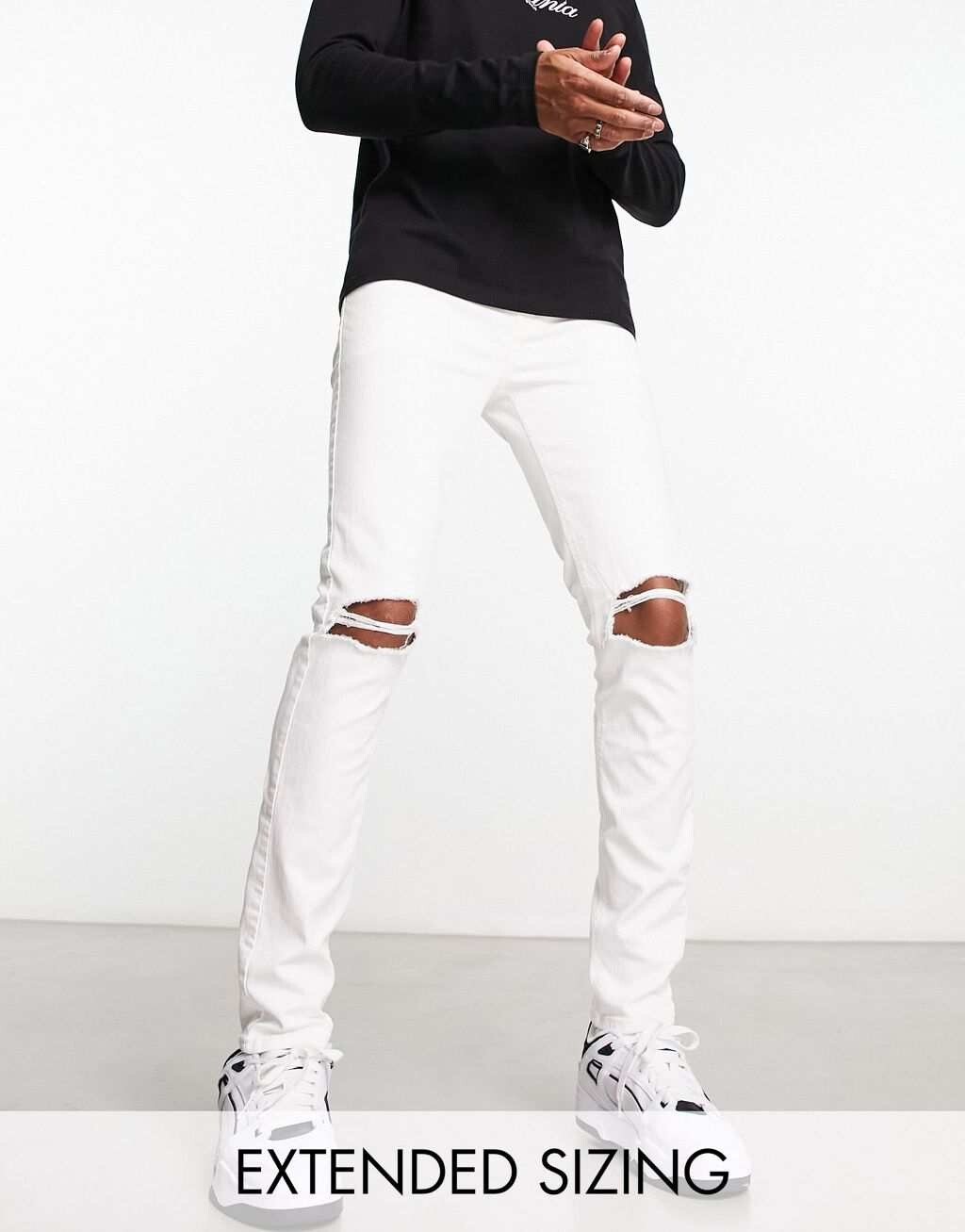 

Белые джинсы скинни с рваными коленями ASOS DESIGN