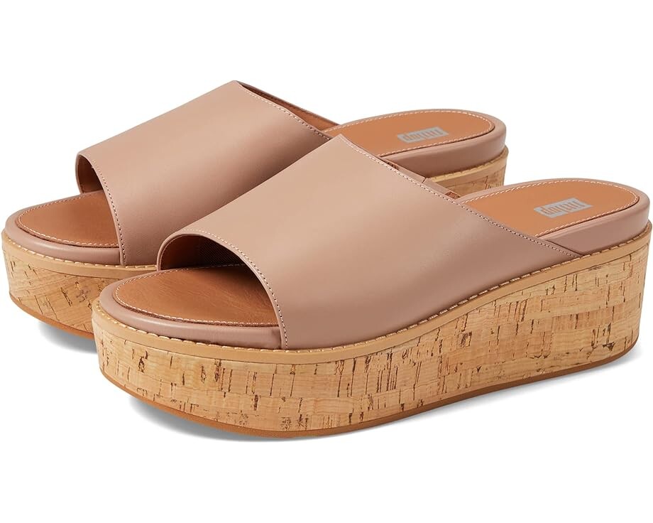 

Туфли FitFlop Eloise Cork-Wrap Leather Wedge Slides, бежевый
