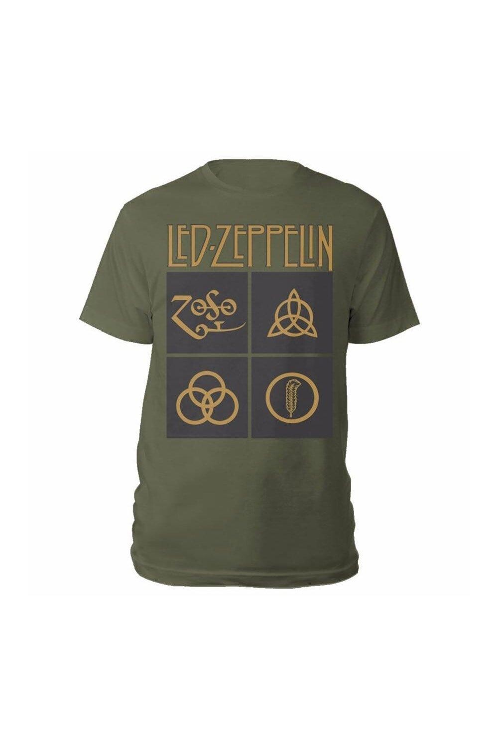 

Футболка с символами и квадратами Led Zeppelin, зеленый