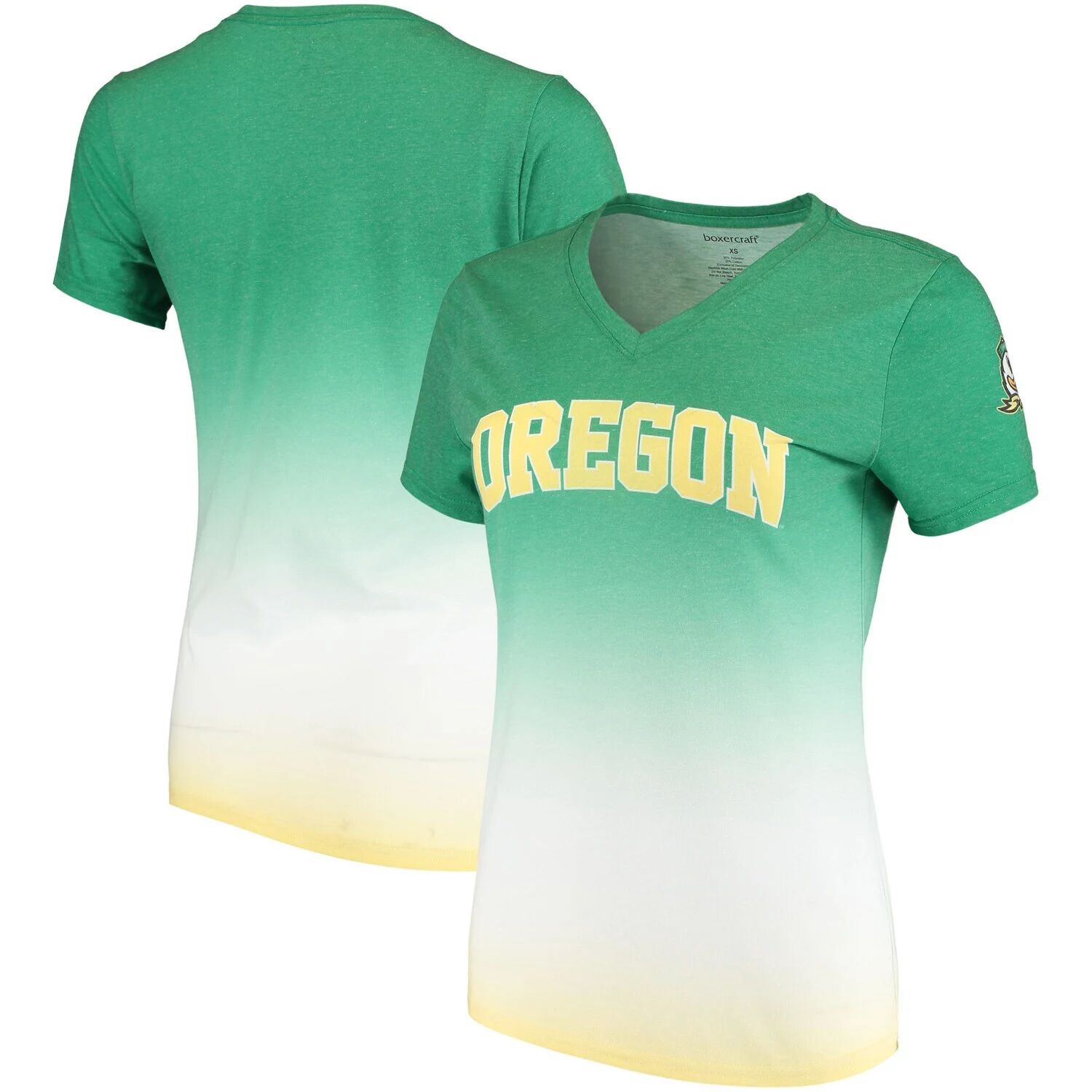 

Женская зеленая футболка с V-образным вырезом и омбре Oregon Ducks, Зеленый