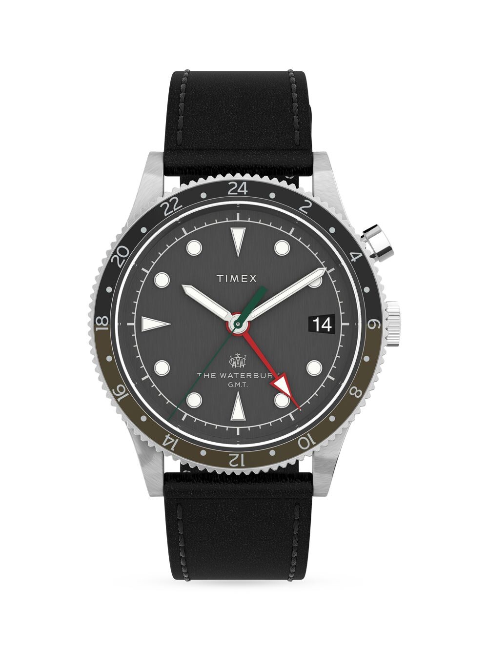 

Часы Waterbury Timex из нержавеющей стали и кожаного ремешка Timex, черный
