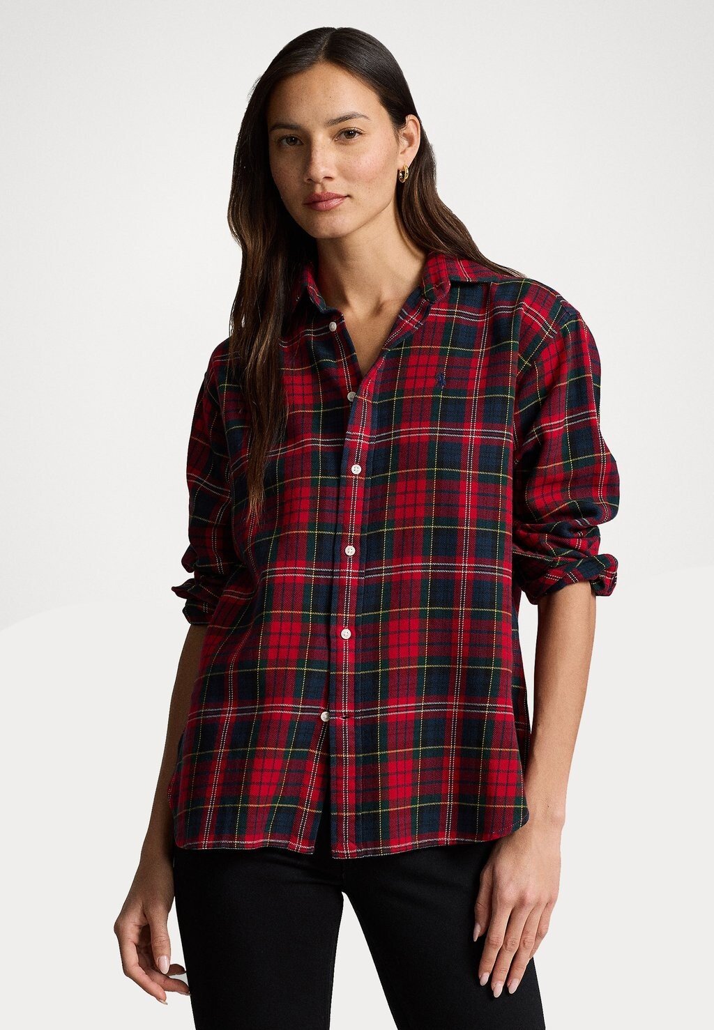 

Блузка на пуговицах RELAXED FIT PLAID COTTON SHIRT Polo Ralph Lauren, темно-синий