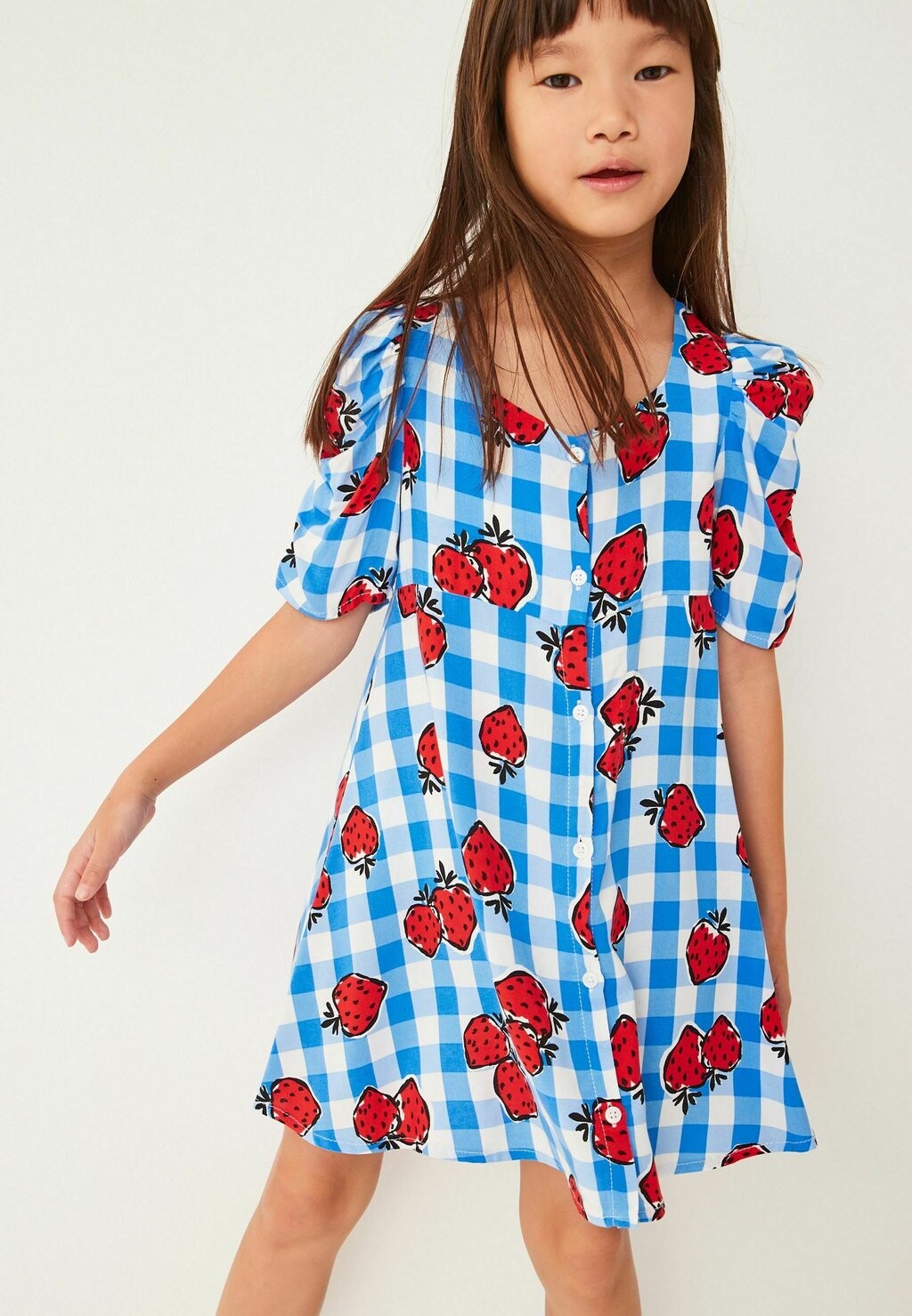

Дневное платье SHIRRED SLEEVE Next, цвет blue gingham strawberry