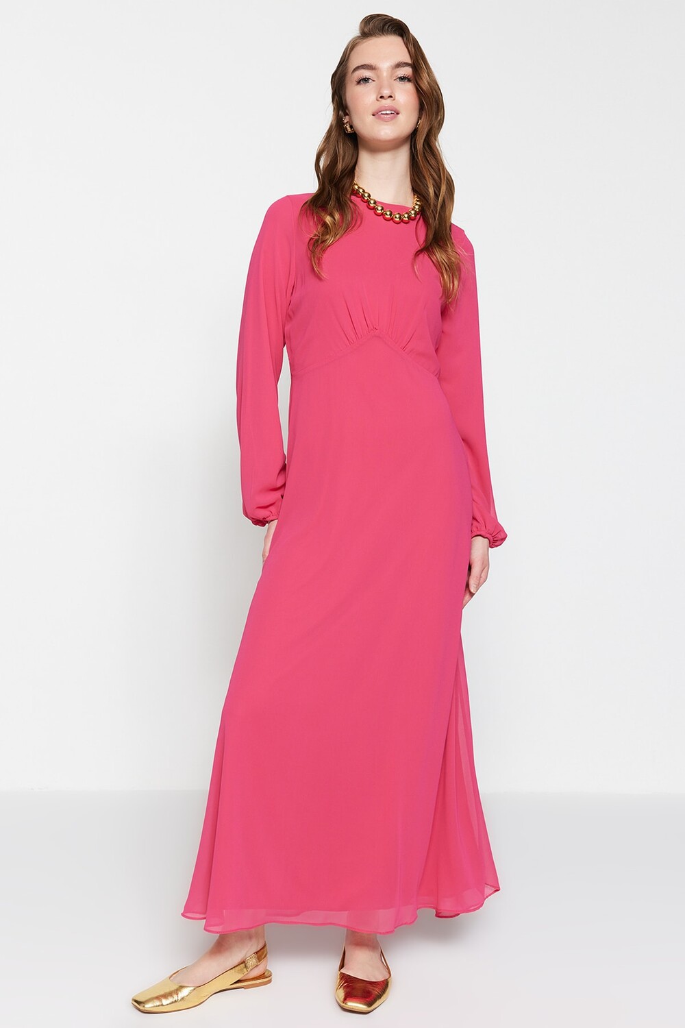 

Платье - Розовый - А-силуэт Trendyol Modest, розовый