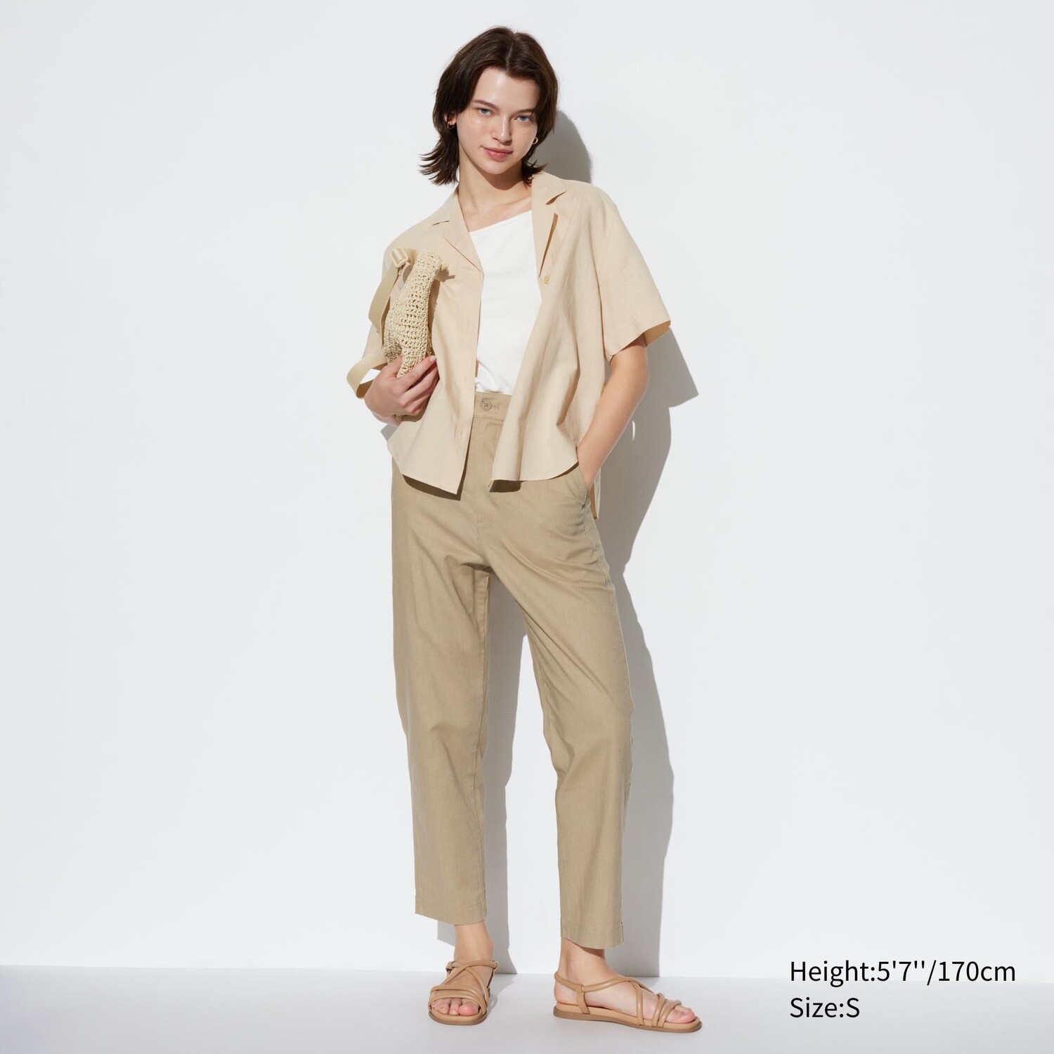 

Брюки из хлопкового льна UNIQLO, бежевый