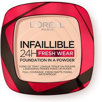 Компактная тональная основа Infallible 24H Fresh Wear от LOreal #180 9G, L'Oreal l oreal infallible 24h fresh wear тональная основа в порошке 125 цвет слоновой кости 9 г 0 31 унции
