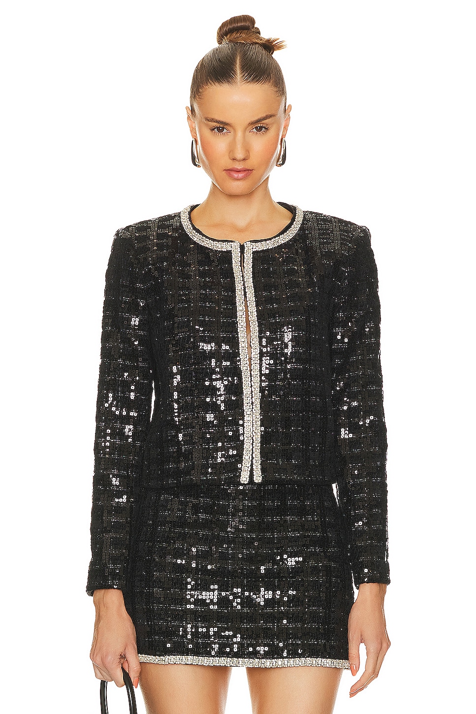 Куртка Alice + Olivia Kidman Sequin Tweed, черный
