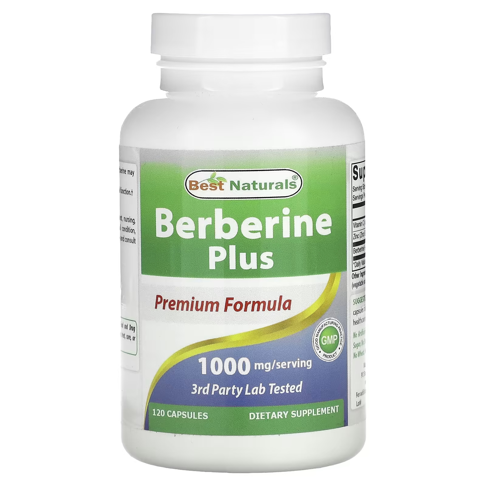Best Naturals Берберин Плюс 1000 мг, 120 капсул (500 мг на капсулу)