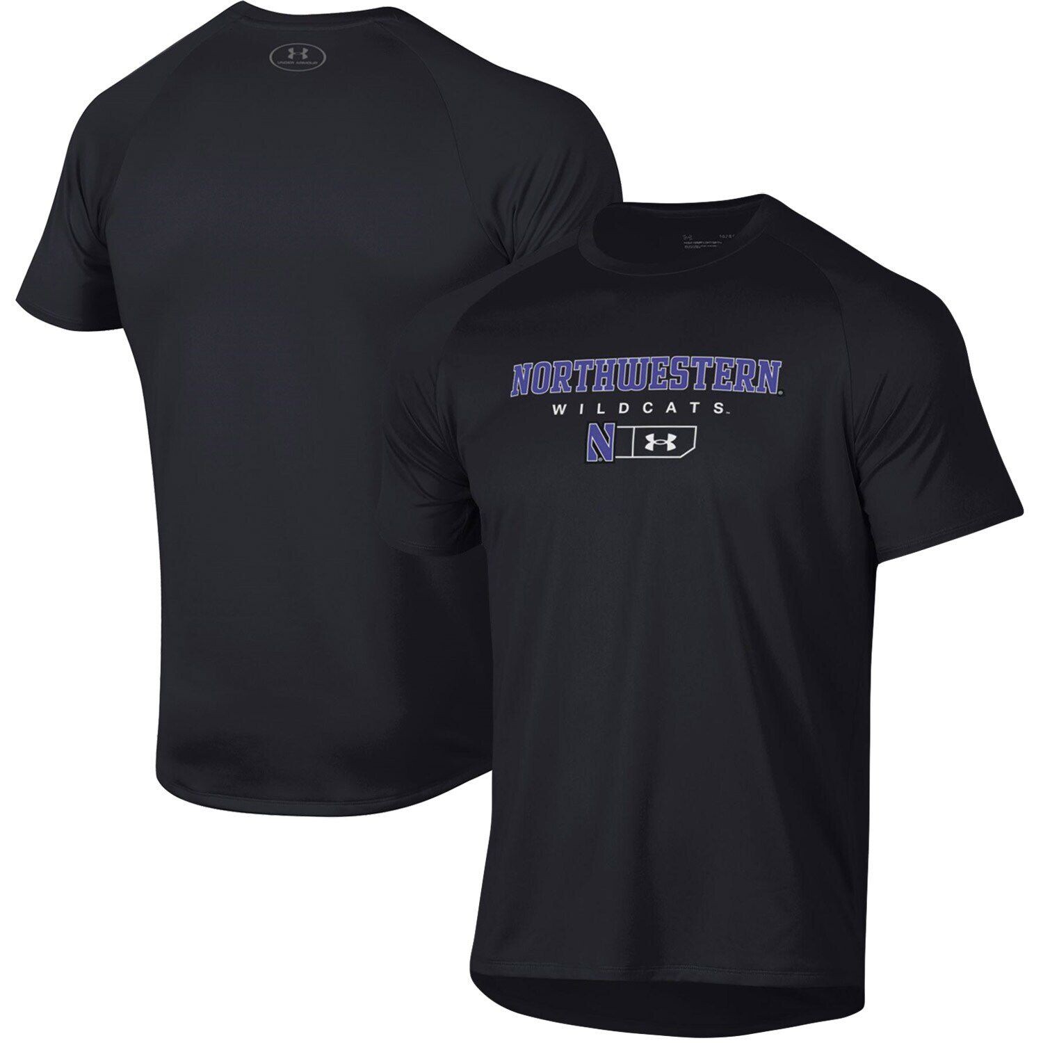 

Мужская черная футболка реглан Northwestern Wildcats Lockup Tech Under Armour, Черный