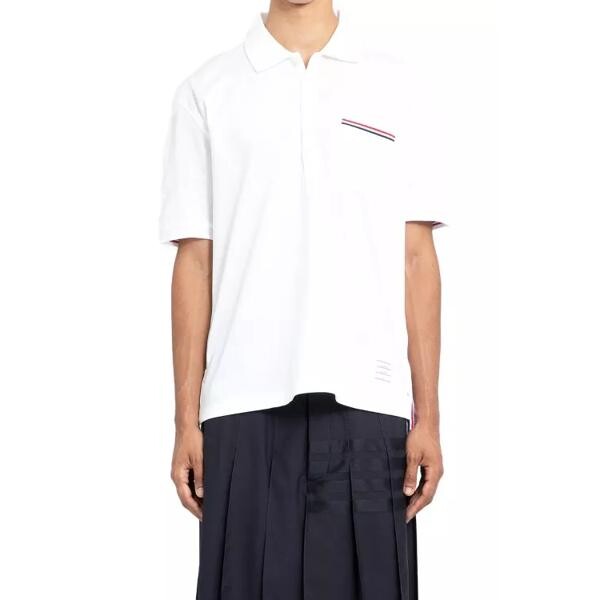 

Футболка rwb pocket trim piqué polo shirt Thom Browne, белый