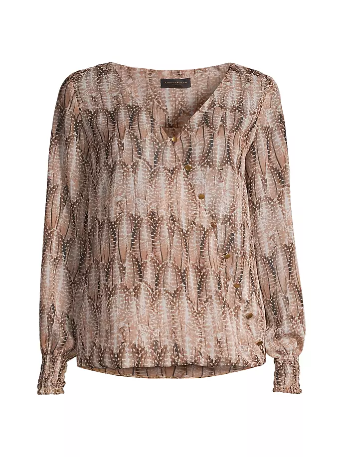 

Блуза с запахом Main Event из жоржета Donna Karan New York, цвет metallic feather
