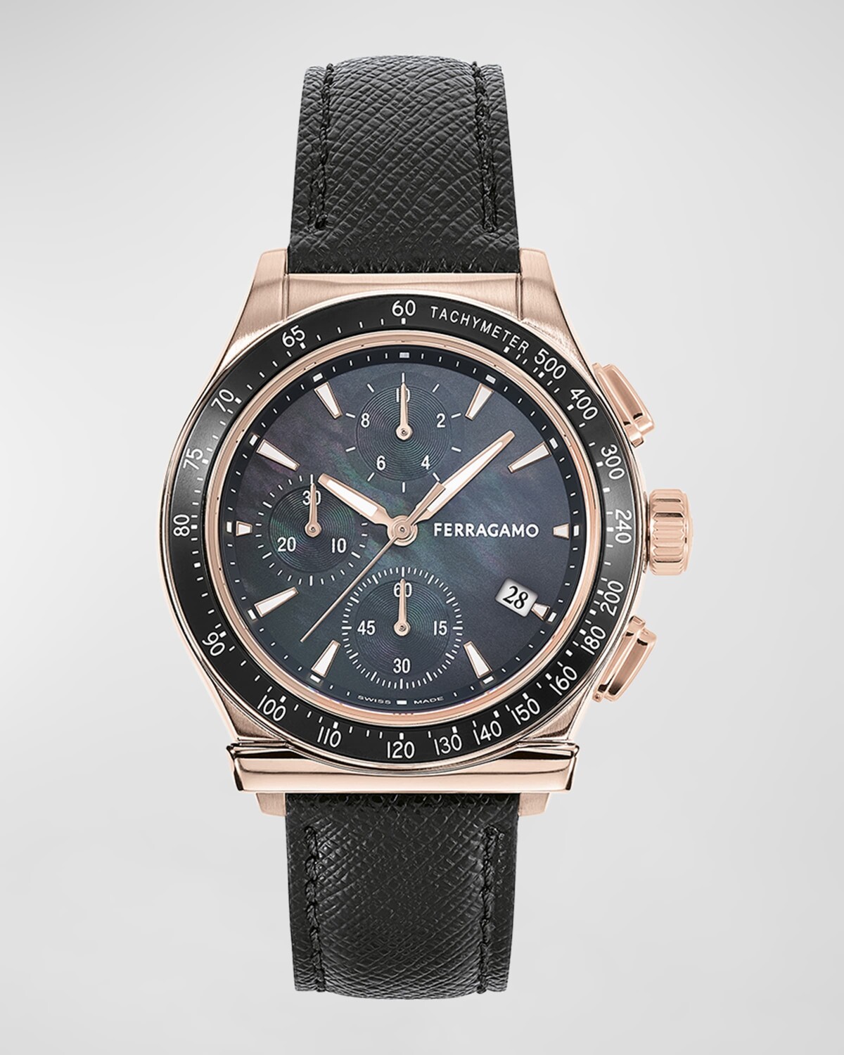 

Часы Ferragamo 1927 Chrono с кожаным ремешком, 38 мм, черные, цвет Ip Rose Gold