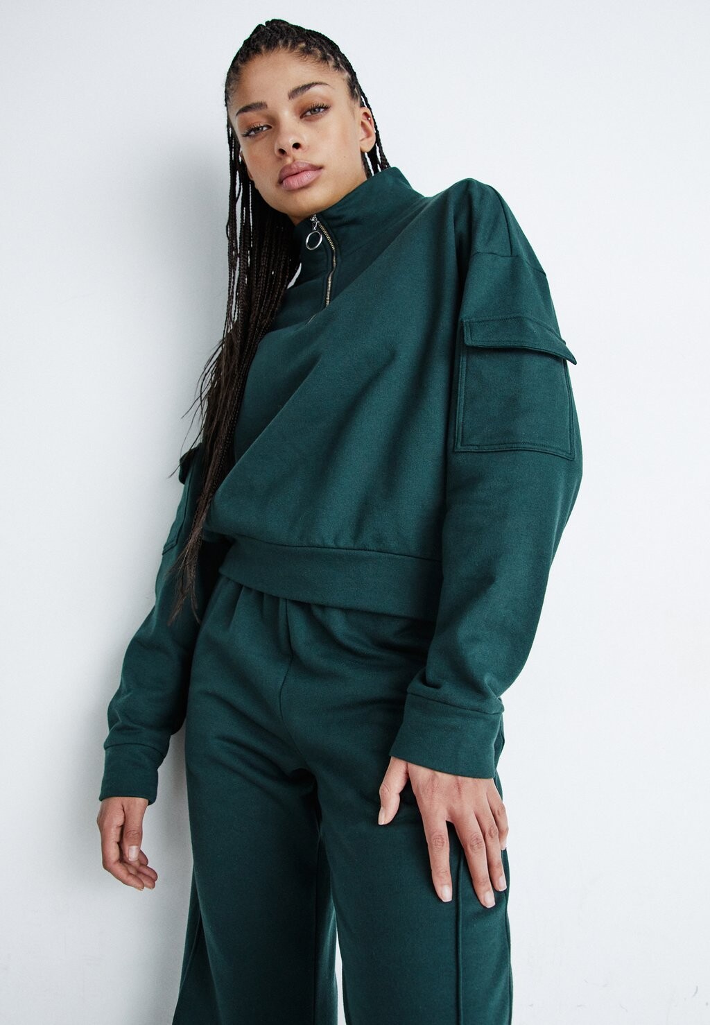 

Толстовка NMHELENE ZIP POCKETS Noisy May, темно-зеленый
