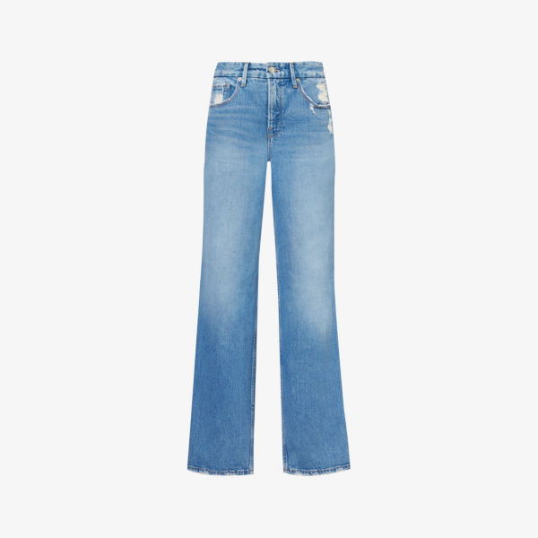 Прямые джинсы из эластичного денима со средней посадкой в стиле 90-х Good American, индиго