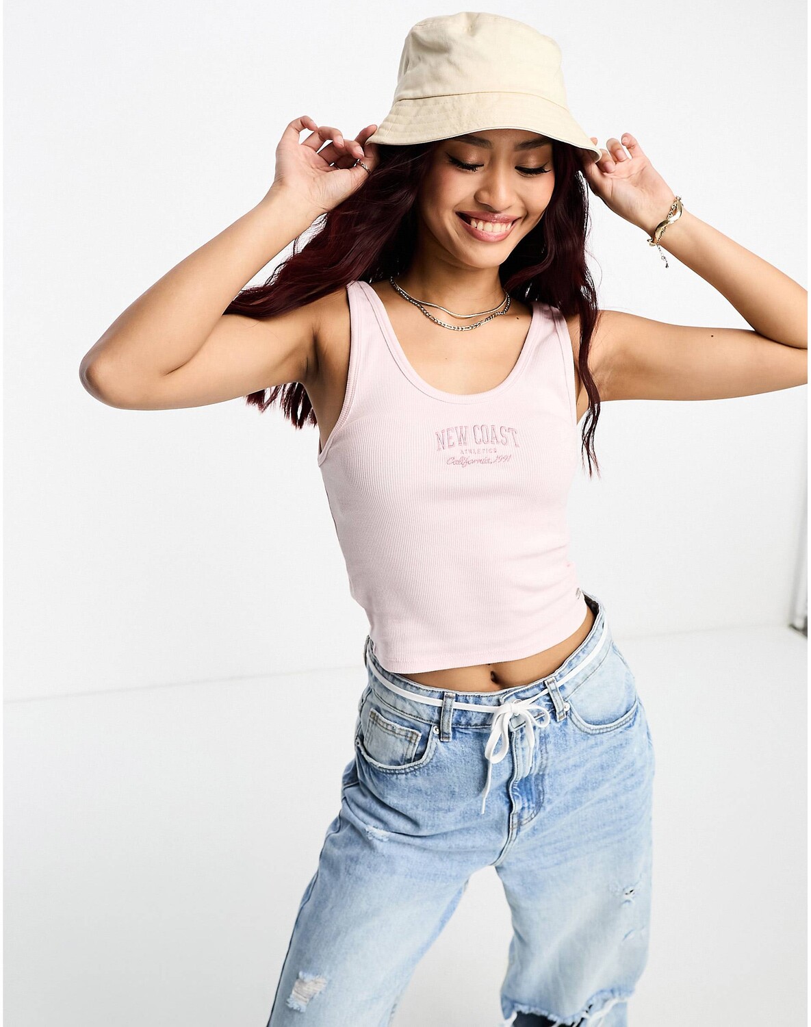 

Бледно-розовая майка Pull&Bear 'New Coast', Розовый