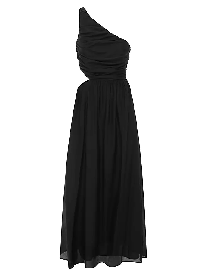 цена Платье макси Iris из шелковой смеси со сборками Bird & Knoll, черный