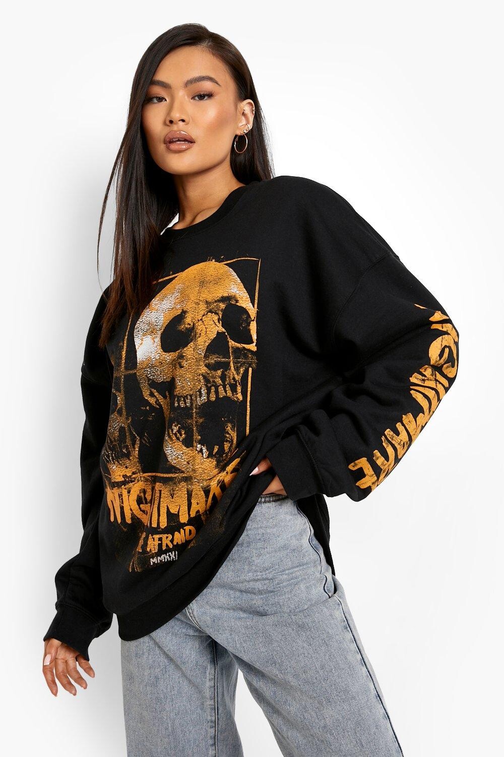 

Свитер оверсайз с принтом halloween nightmare Boohoo, черный