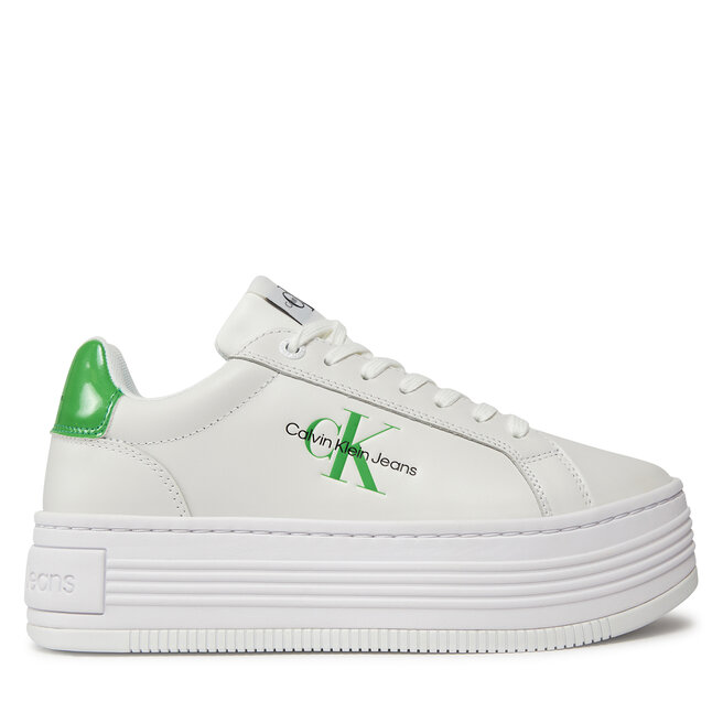 

Кроссовки Calvin Klein Jeans Bold Platf Low Lace Lth Ml Met YW0YW01431 Bright White/Classic Green 0K7, белый