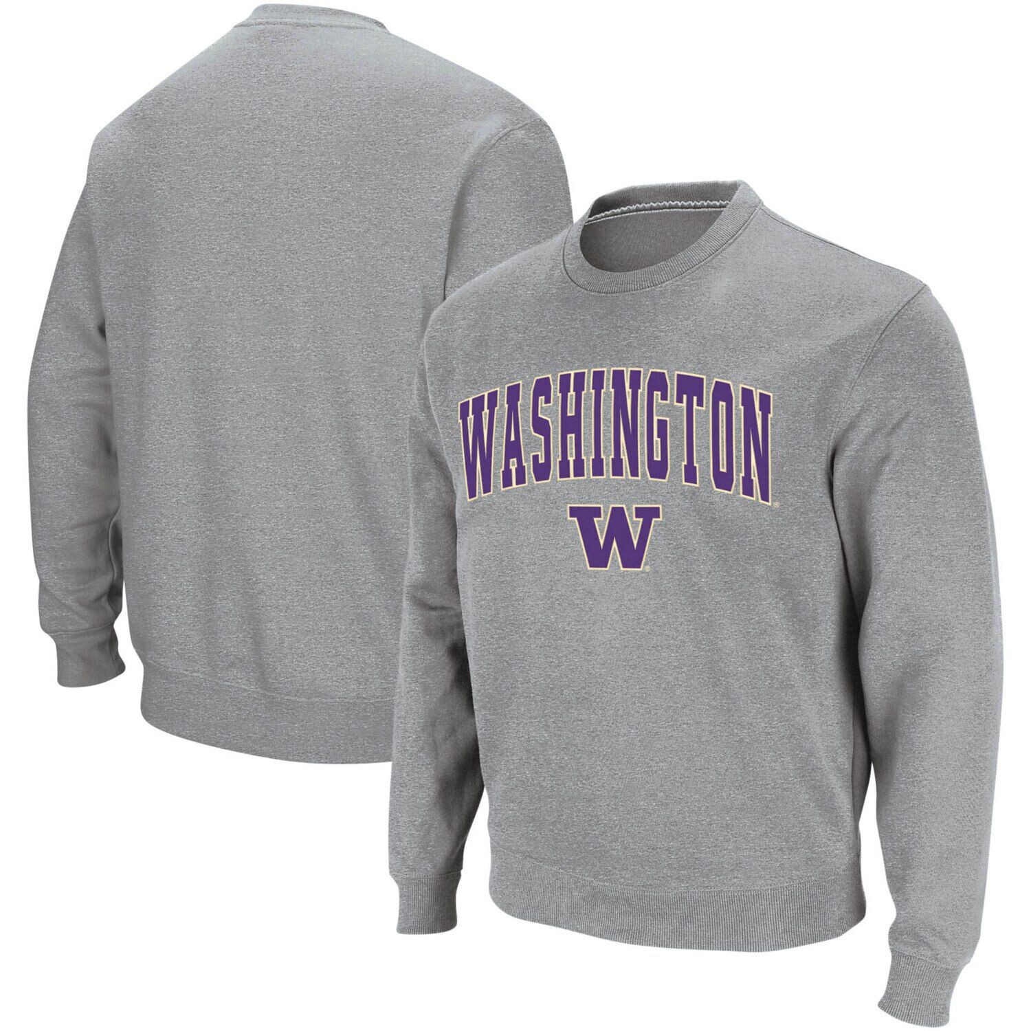 

Мужская толстовка с круглым вырезом с логотипом Heather Grey Washington Huskies Colosseum