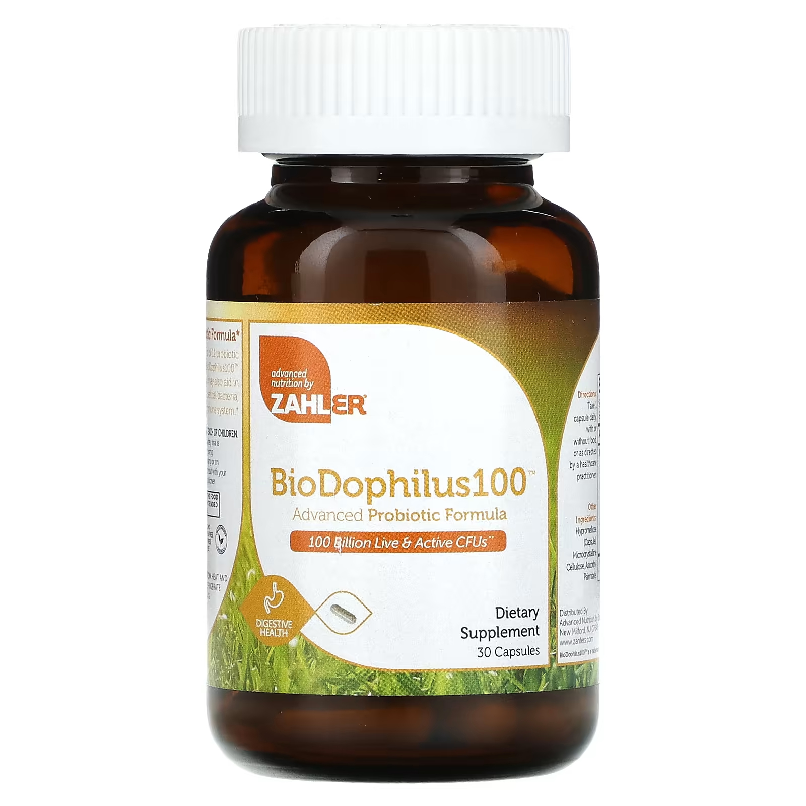 Zahler BioDophilus100 Усовершенствованная пробиотическая формула, 100 миллиардов КОЕ, 30 капсул