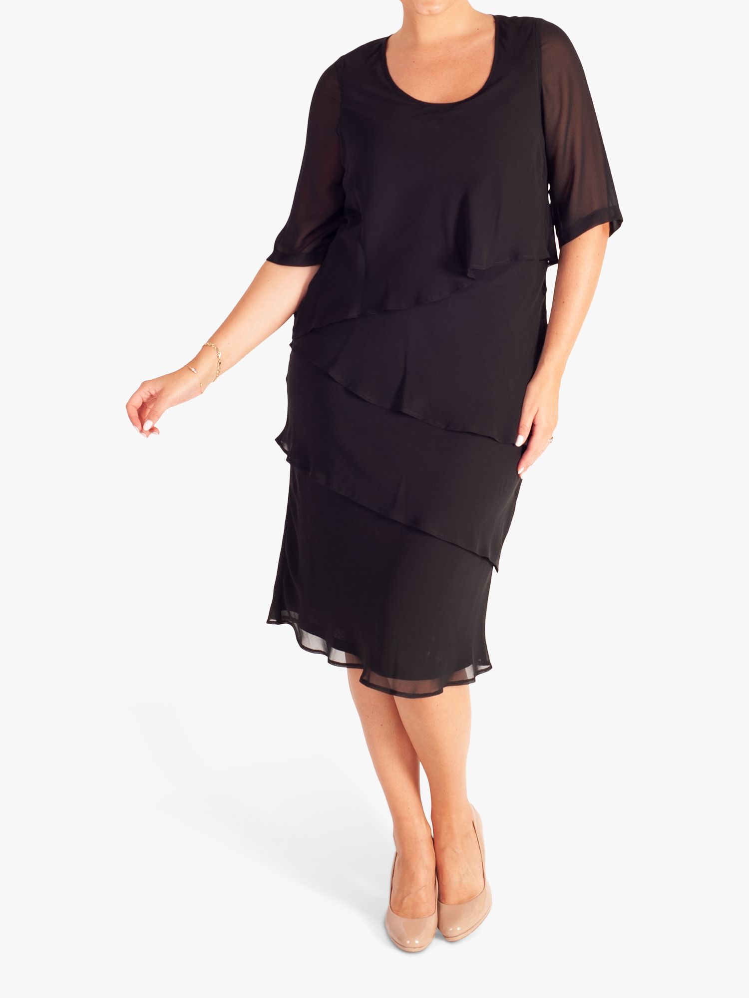 Многослойное шифоновое платье длиной до колена chesca, черный